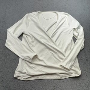 Lululemon Shirt Womens 8 White Full Freedom V Neck Scalloped Yoga Layer Nulu